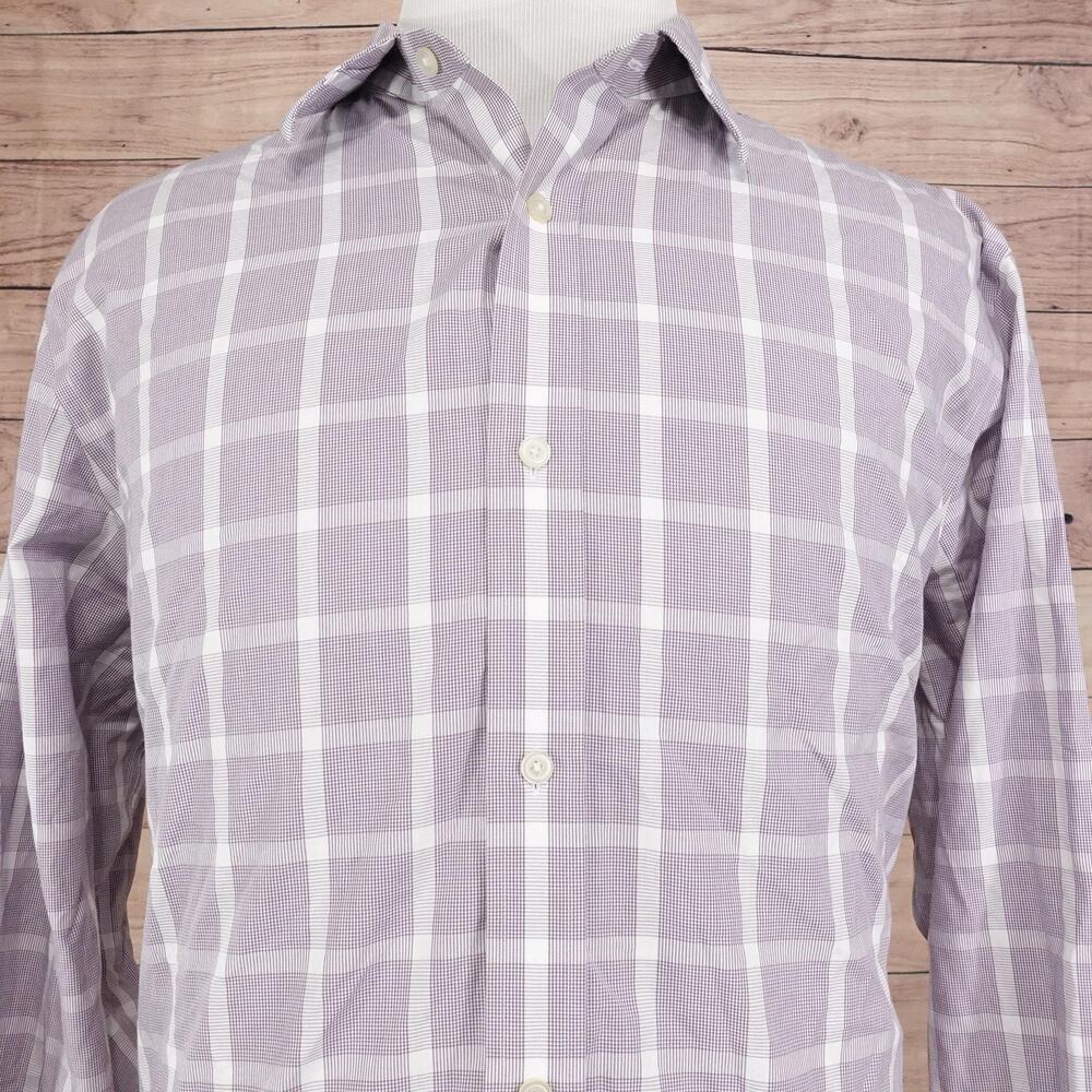 Banana Republic Shirt Mens 2XL 18-18.5 36 Plaid Non Iron Slim Fit Button Up